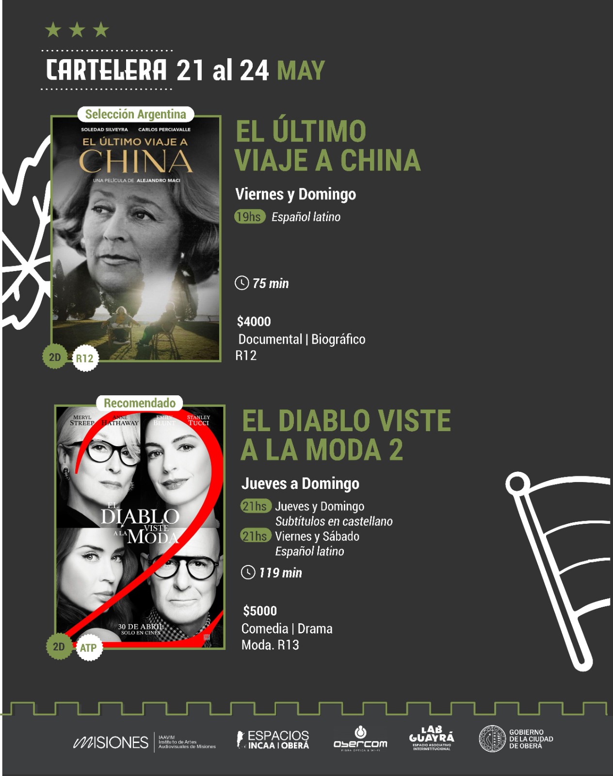 Cartelera del 21 al 24 mayo